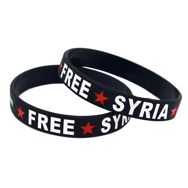 1PC/3PCS Free Syria Flag Silicone Rubber Bangle Sports Gift Wristband 2 Size