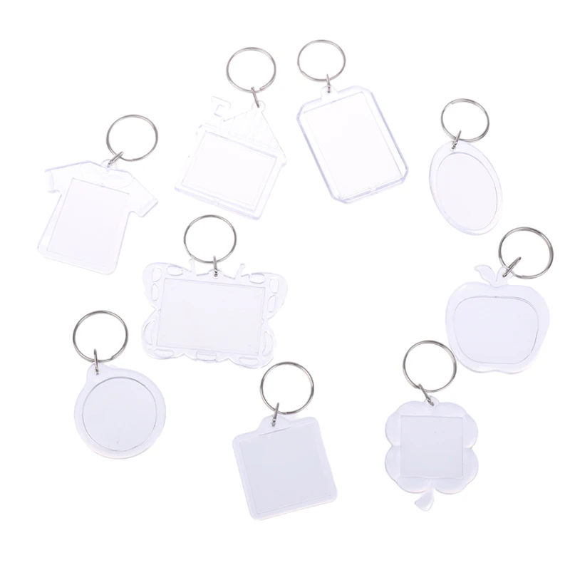 5pcs Blank Photo Frame Keychain Insert Photo Split Key Pendant Clear Acrylic Keyring DIY Key Holder Couple Anniversary Gifts