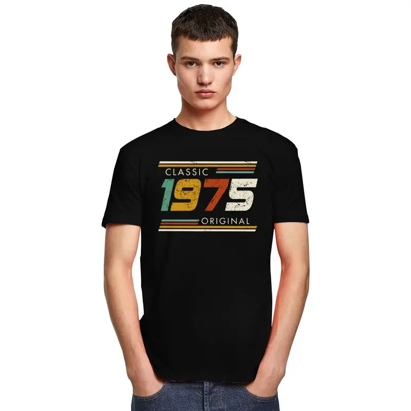 الموضة 50th الكلاسيكية 1975 الأصلي تي شيرت الرجال قصيرة الأكمام مخصص سنوات هدية عيد ميلاد تي شيرت عادية المحملة القمم سليم صالح بلايز #5