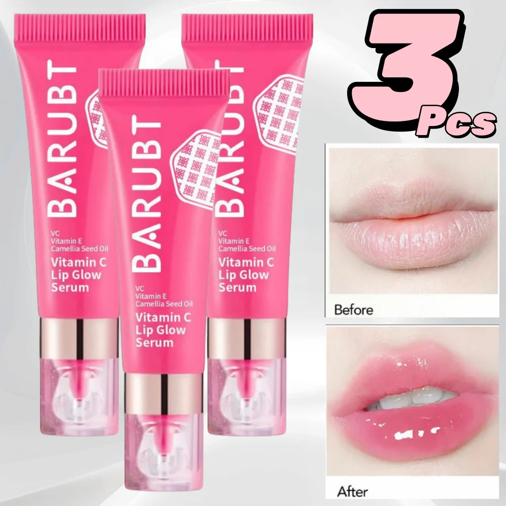 3Pcs Vitamin C Serum Lip balm Brighten Moisturizing Lip Fade Fine Line mask Camellia Seed Oil Lips Serum Lip Care Product