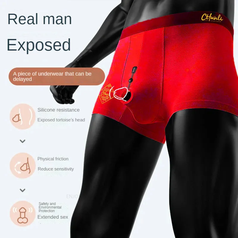 Male Boxer Pants with Separated Prepuce-resistant Underwear Taste Underwear Male Modal Hypoallergenic Shorts Extended Sex Time