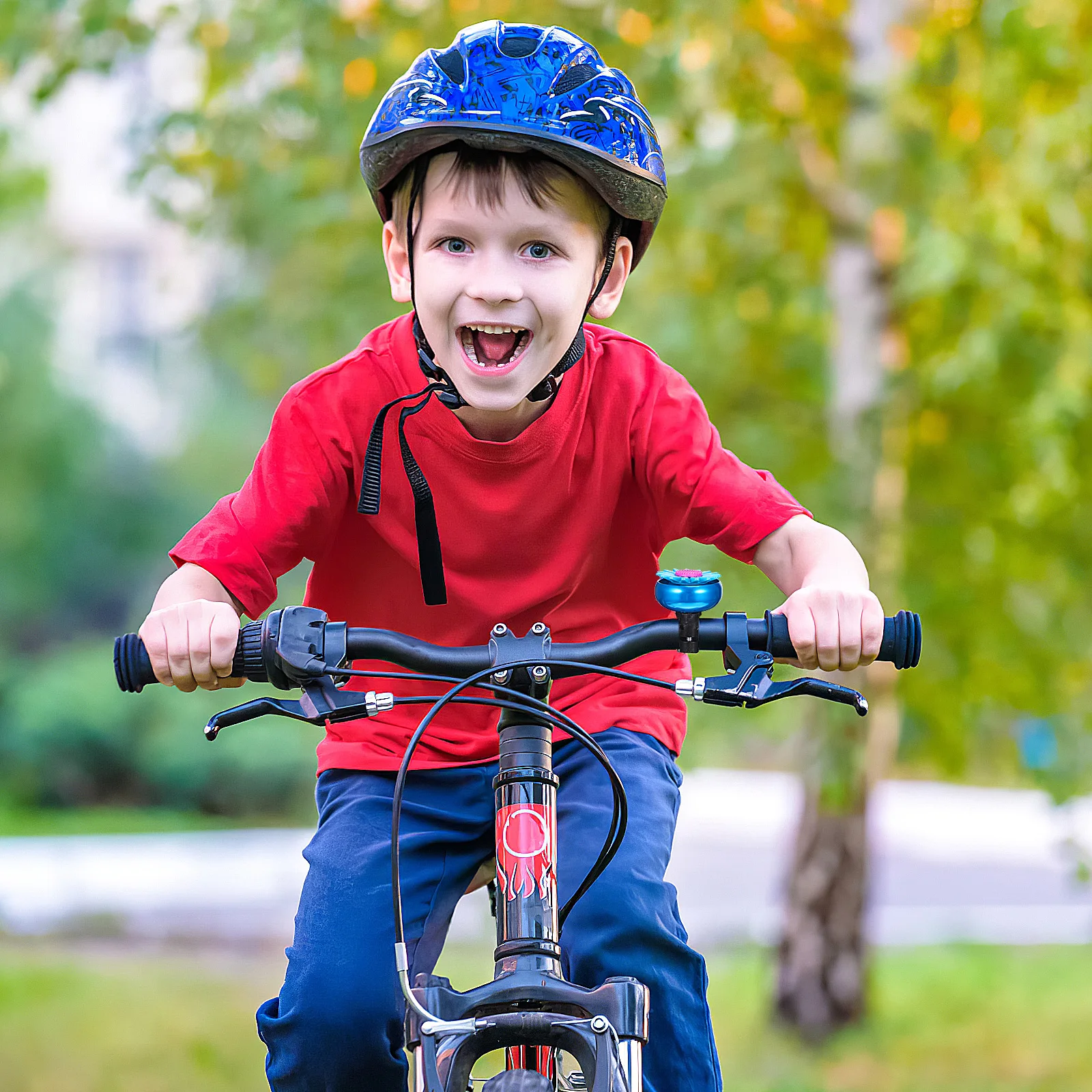 

Sunflower Shaped Bike Bell Blue Small Size Kids Scooter Handlebar Accessories 2cm Diameter Fits Folding Cruiser Bicycles Cycling