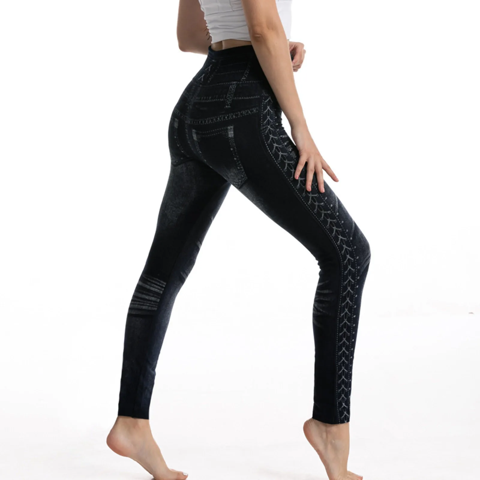 Vantage Leggings donna Jeans elastici pantaloni vita alta Vantage pantaloni sportivi Fitness babbo natale collant pantaloni sportivi Legging femminile