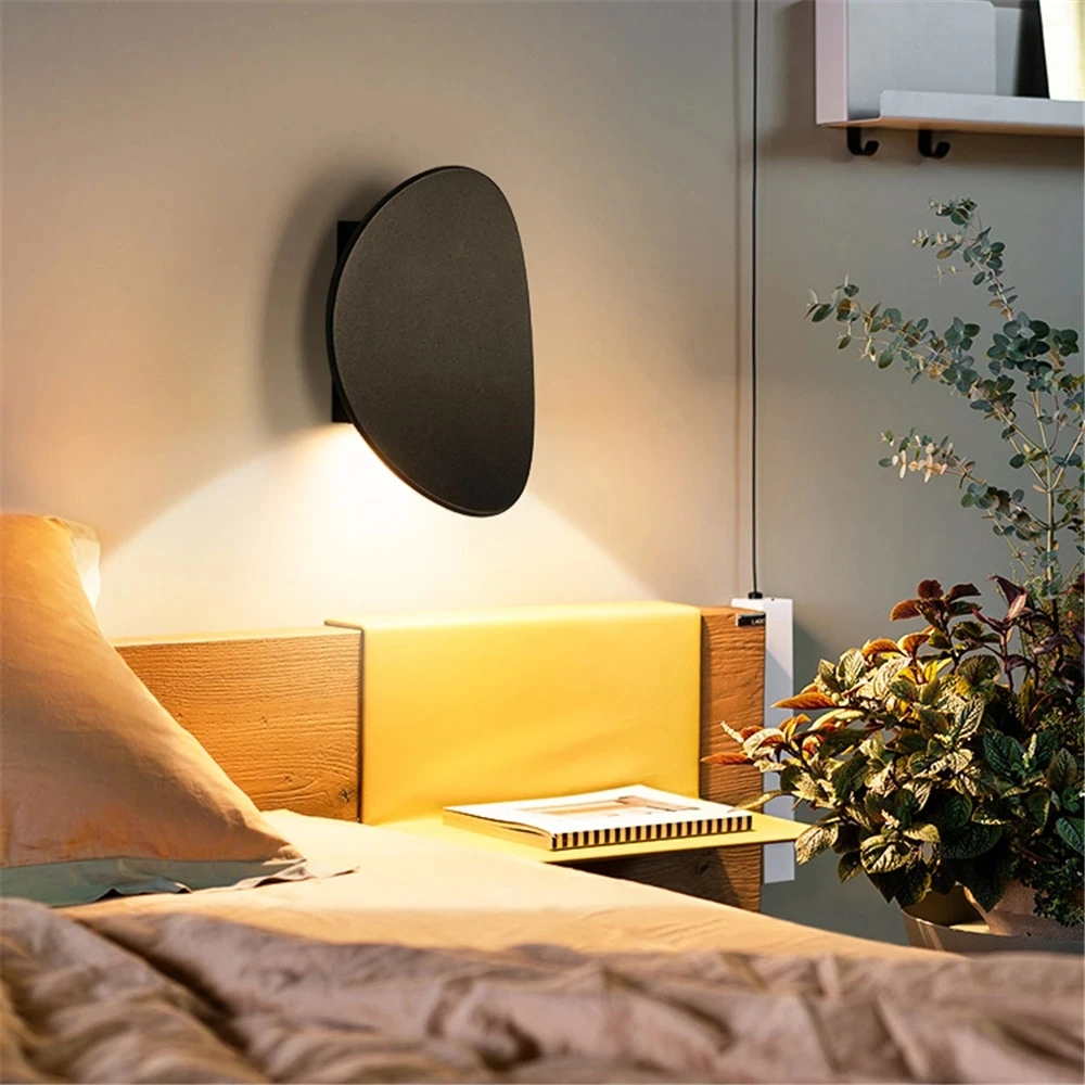 LED Indoor Wall Lamps Modern Simple Aluminum Wall Lamp Bedroom and Living Room Lighting Black White Gold Wall Light Fixture