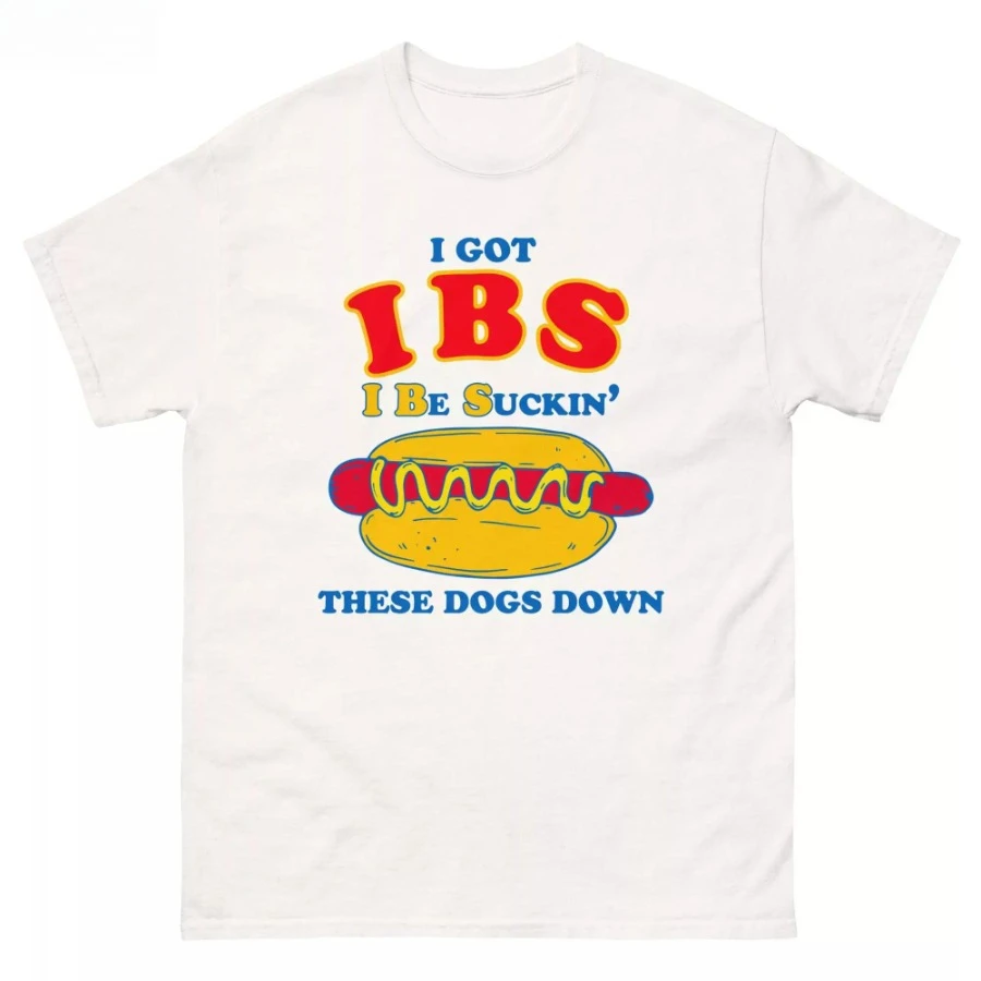 I GOT IBS I BE SUCKIN' SAY THESE DOGS DOWN Print Short-sleeved T-shirt Unisex Couple Style Summer Harajuku Top Y2k