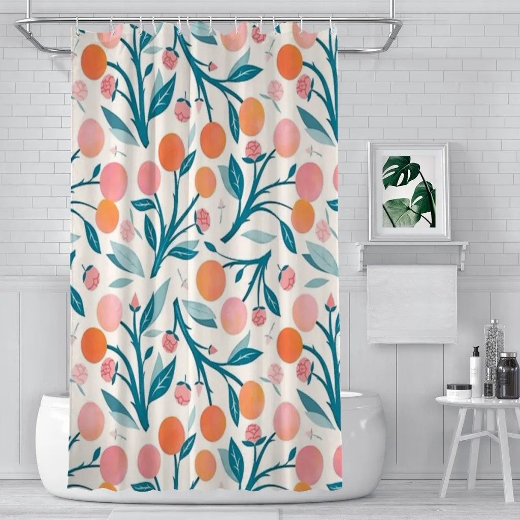 

Shower curtain Bathroom Peaches and Peony Buds decor Modern household Curtain Festival gift