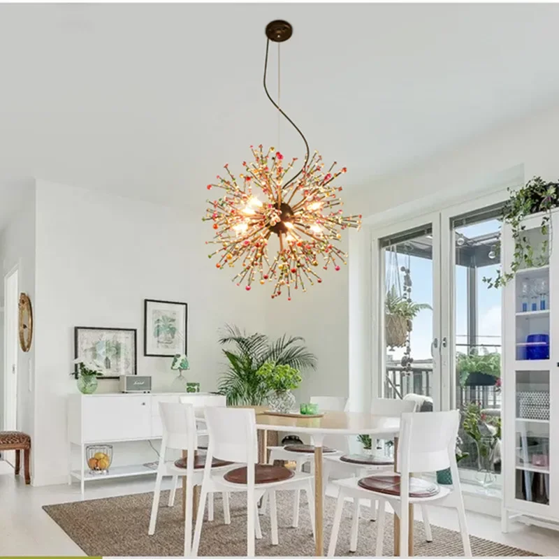 Nordic Modern LED Pendant Lights Colorful Pearl Dandelion Fireworks Restaurant Cafe Clothing Store Studio Decorative Chandelier