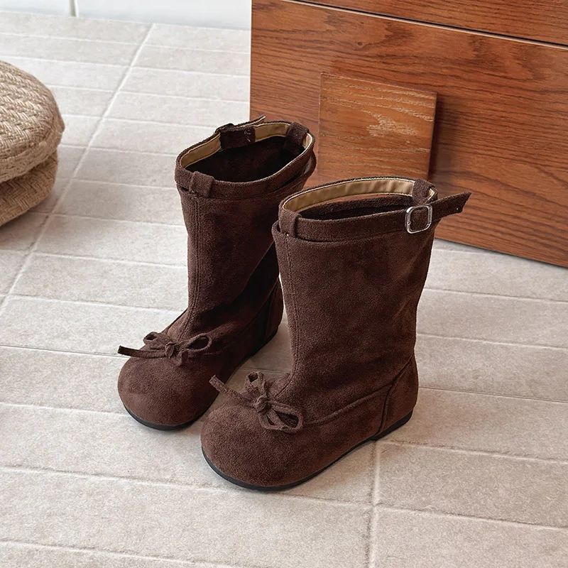 

Retro Soft Sole Children's Mid-calf Boots Anti-slip Comfortable Casual Girls' Boots Warm Baby Kid's Shoes for Toddlers 2-7Y