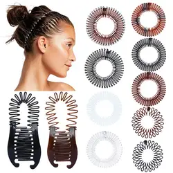 1x Sport Plastic Stretch Hair Band Full Circle Flexible Comb Teeth Headband Hair Clips Hoop Ponytail Headwear Hair Accessories