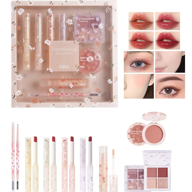 Makeups Set Flower Valentine Christmas Birthday Gift Girlfriend Lipstick Eyeshadow Eyebrow Pencil Cosmetics Full Sets Wholesale