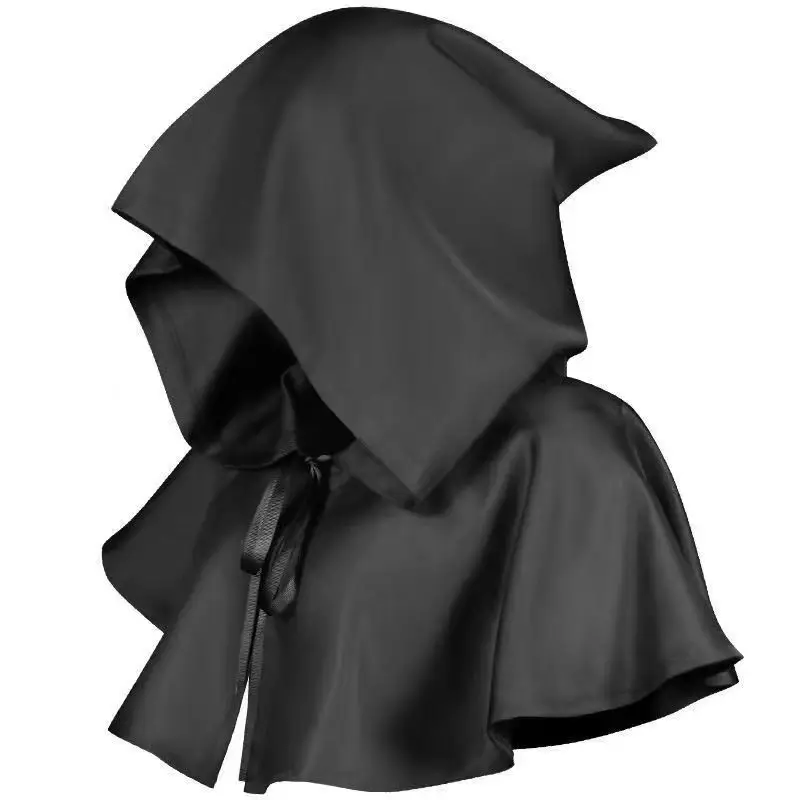 Halloween Cosplay Reine Farbe Mit Kapuze Kragen Tod Gott oulder awl Mittelalterliche Robe frauen Ethnische Kostüm Bühne Leistung