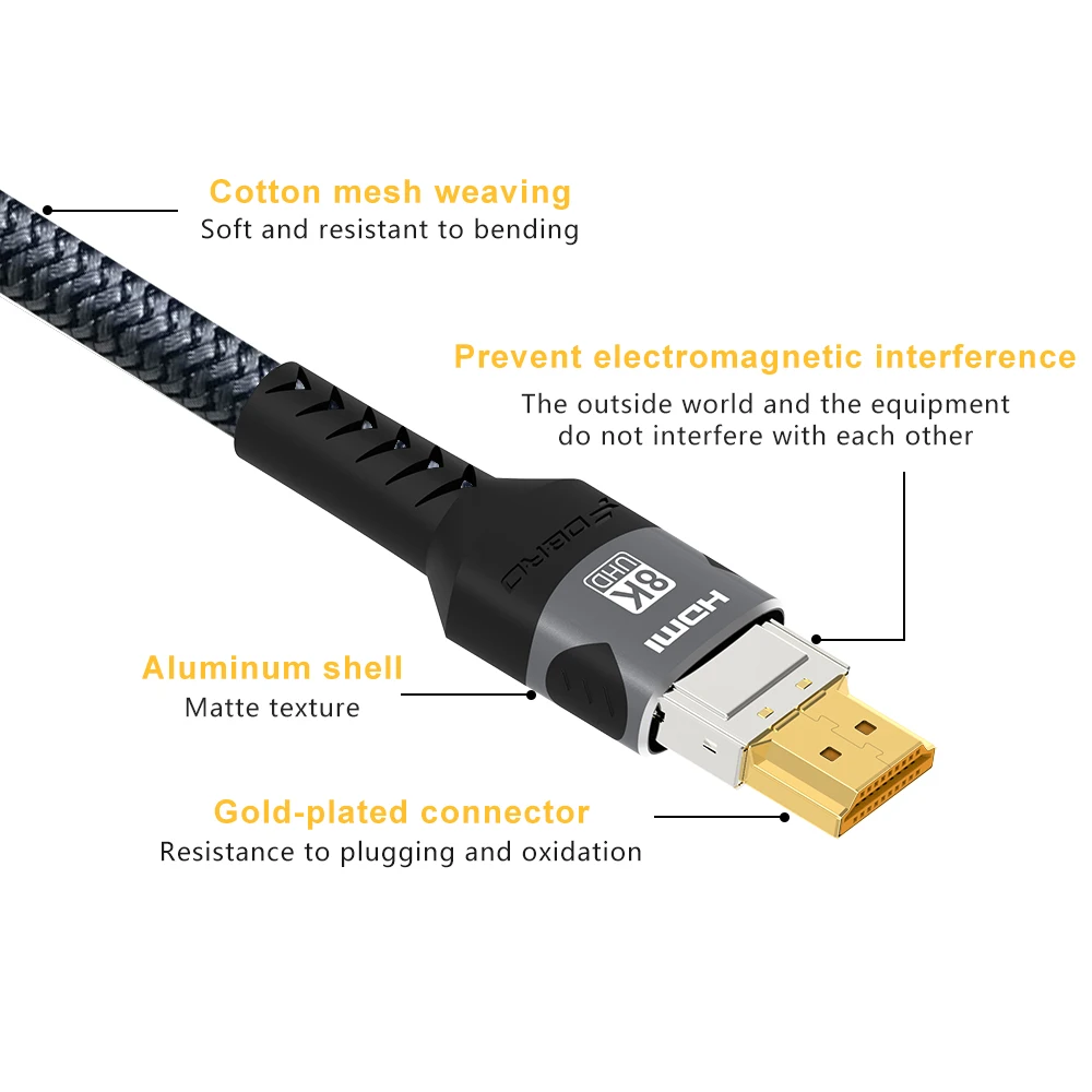 Kabel 8K HDMI 2.1 48Gbps Ultra High Speed 4K@120Hz 8K@60Hz 48Gbps Adapter do RTX 3080 eARC HDR Kabel wideo PC Laptop TV Box ﻿