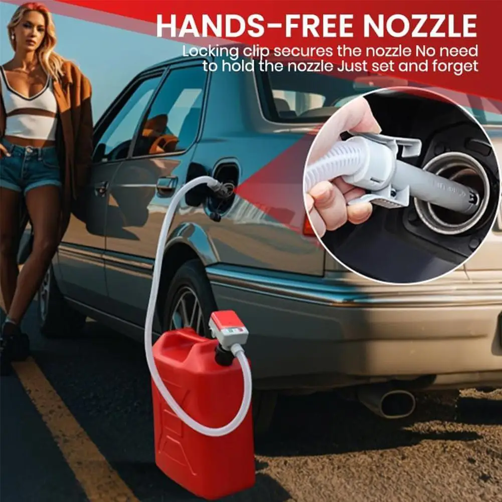 

Fast & Efficient Fuel Transfer Automatic Pump With 3 Tank Adapter 51"Hose Auto Transfer Electric Oil Pump With Auto-stop Sensor