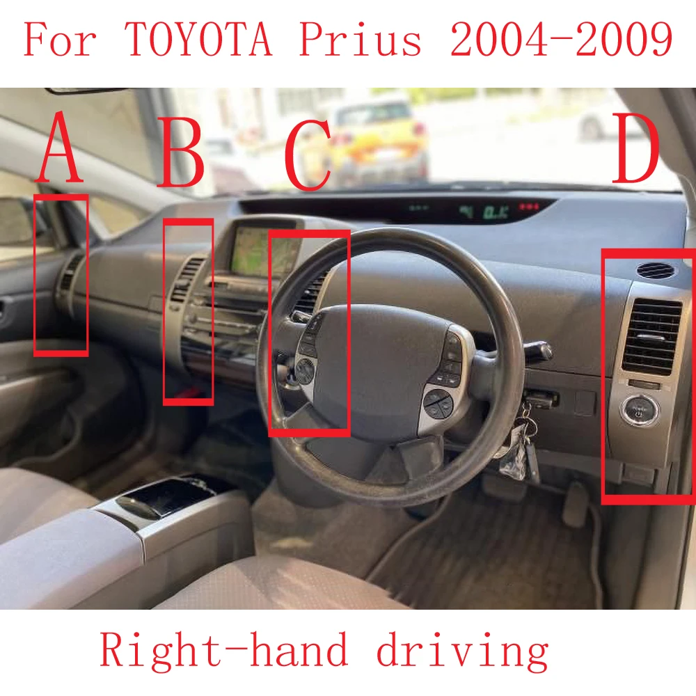 

1/2/4PCS Right-hand driving Air Conditioner Outlet Panel Cover Chrome Dashboard Air Vents Trim Frame For TOYOTA Prius 2004-2009