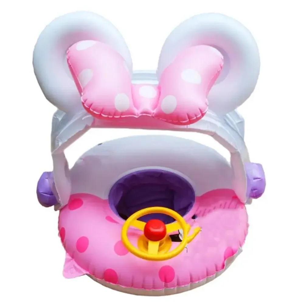 Cartoon Cute Baby Swimming Ring with Sunshade Pool Float Inflatable Swimming Circle Baby Seat Swimming Pool Toys