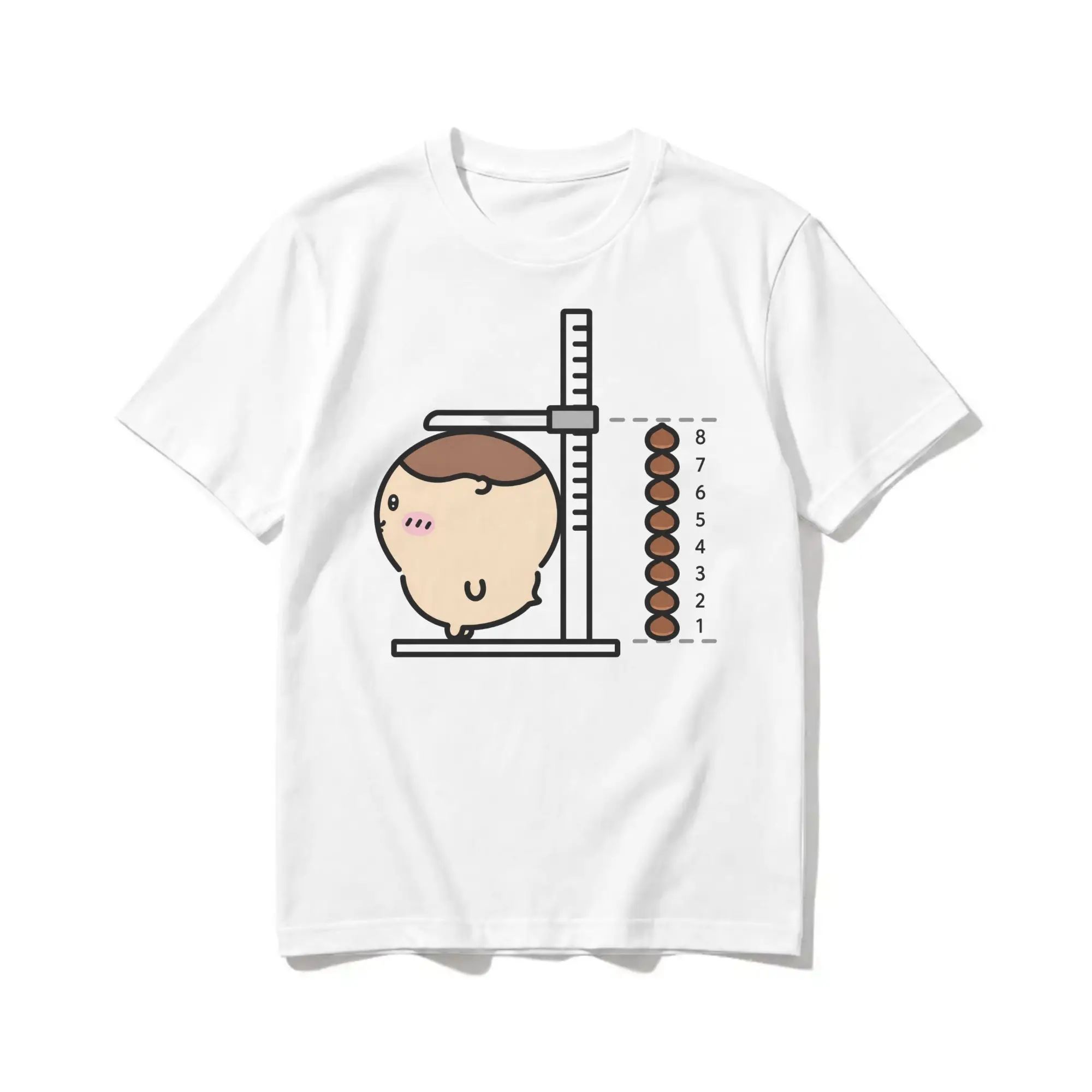 Kawaii Chiikawaii Kurimanju Funny Height Chart Cartoon T-Shirt For Men Women Cotton Short Sleeve  Round Neck Summer Top Tee