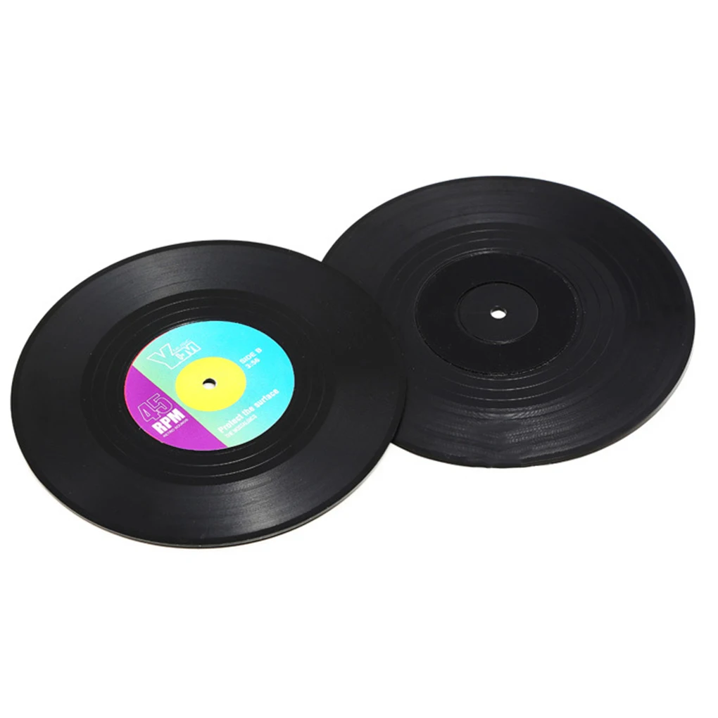 

4/6pcs Heat Resistant Vinyl Record Kitchen Dinning Placemats Tableware Bowl Dish Cup Mats Coaster Pad