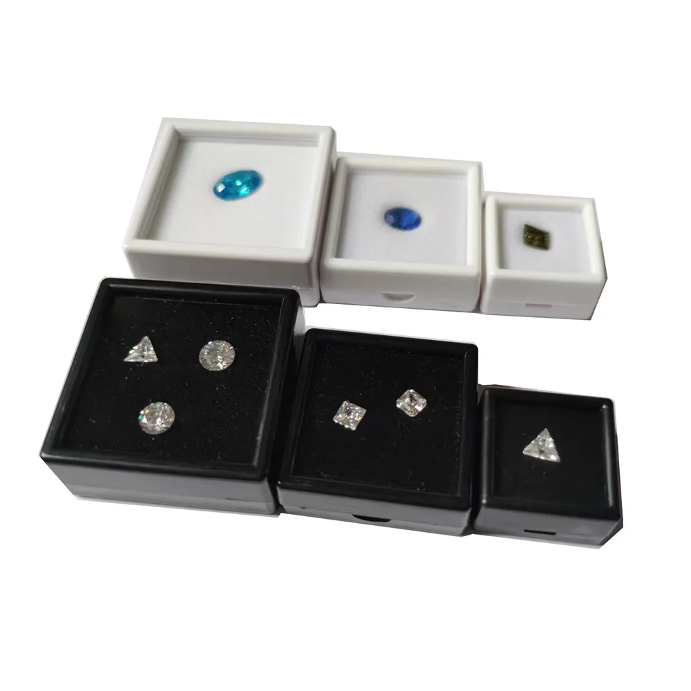 

3/4/5cm Diamond Storage Box Glass Lid Coin Container Gemstone Zircon Gift Packaging Case Gems Stone Badge Jewelry Display Box