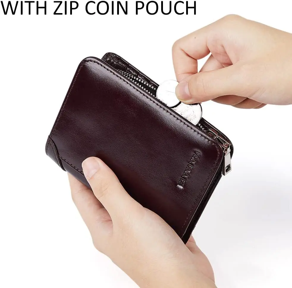VANNANBA Genuine Leather Wallets for Men with Zipper Coin Pouch,RFID Blocking Bifold Front Poacket Multi Card Holder Wallet