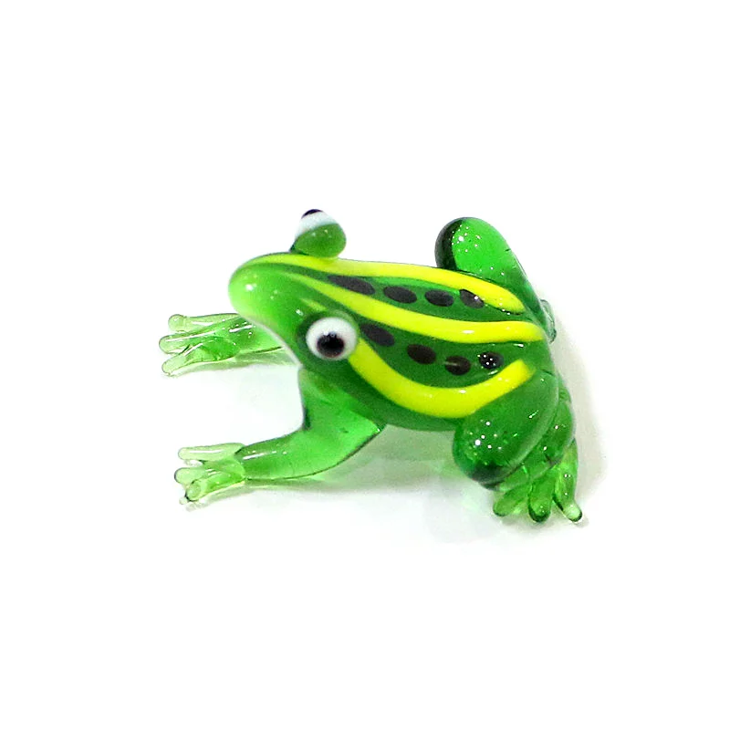 2 Stück Bunte Mini-Glas-Tierfiguren Niedliche Frosch-Miniatur-Statuen Ornamente für Zuhause Tischdekoration Feengarten Bonsai Deko-Zubehör – Detail 6