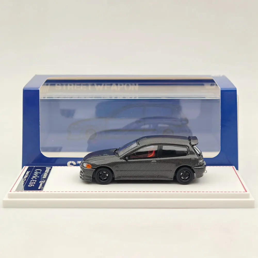 

1:64, уличное оружие для Civic EG6 Carbon V2, черная модель автомобиля под давлением, коллекционная Автомобильная игрушка, подарок