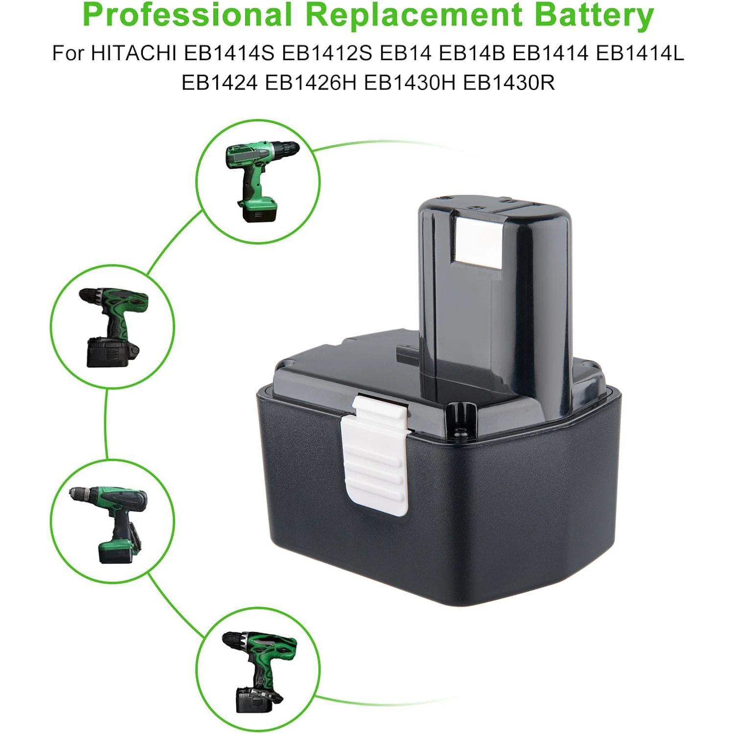 [1/2/4Pack] 4.8Ah EB14B Replace for Hitachi 14.4V Ni-MH Battery Pin EB1414S EB1412S EB1414 EB1414L EB1424 Suit for Power Tools