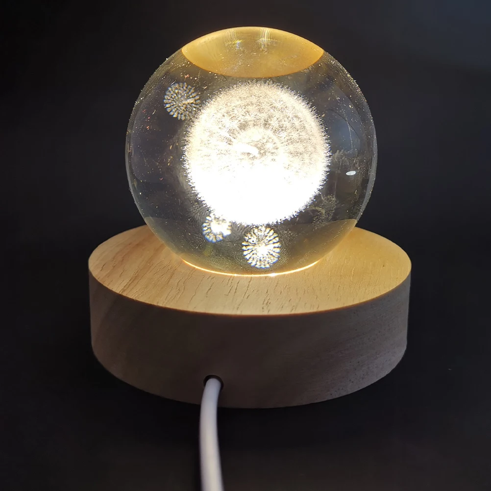 

Solid Wood Led Lighted Base Usb Powered Crystal Ball Display Stand Wooden Lighting Holder For Glass Sphere Decor
