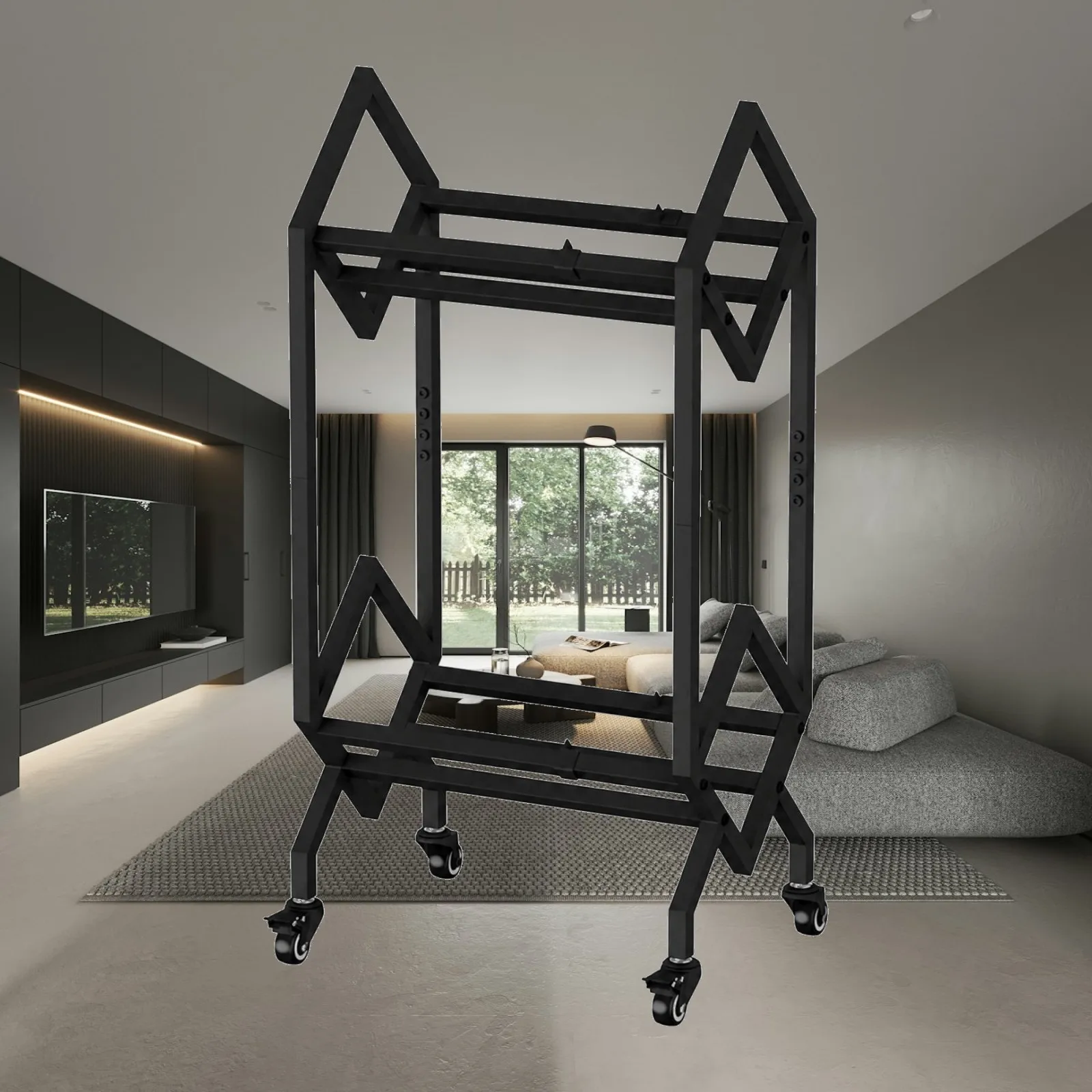 Freestanding Industrial Record Rack with Multiple Levels for Living Room Study Bedroom Media Display Shelf