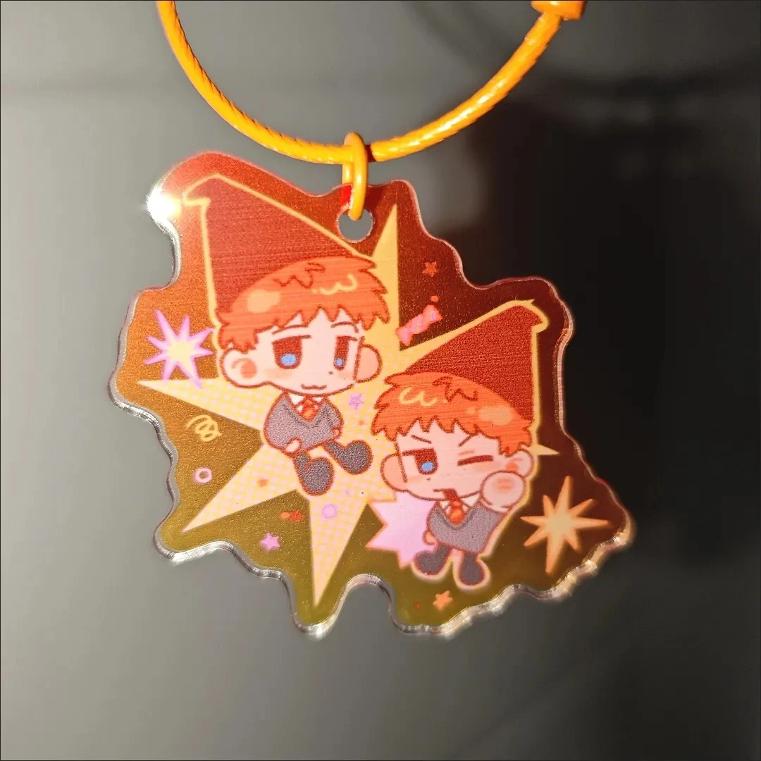 Breloczek Akrylowy Anime z bliźniakami Fredem i George’em Weasley, Kawaii, Zawieszka do Torby, Ozdoba…
