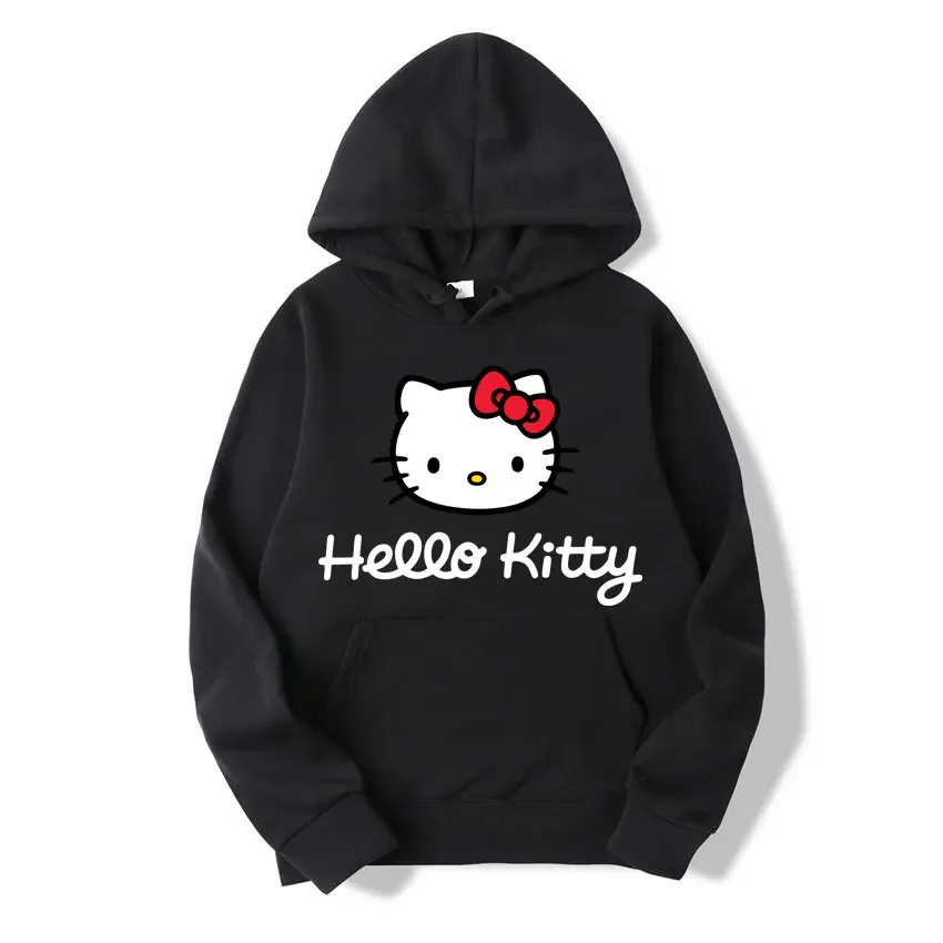 2024 Sanrio Fashion Women Hoodie Hello Kitty Cartoon Anime Men Sweatshirt Spring Autumn Pink Kawaii Woman Oversized Pullover