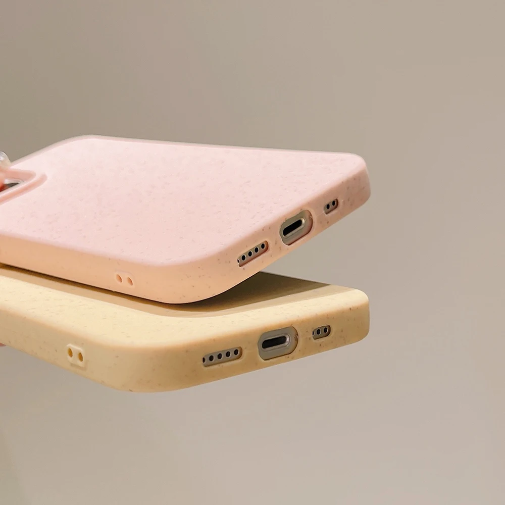 Eco Bio Wheat Straw Soft Silicone Phone Case For iPhone 16 15 14 13 12 11 Pro Max XR XS MAX 7 8 PLUS Soft Silicone Bumper Cover