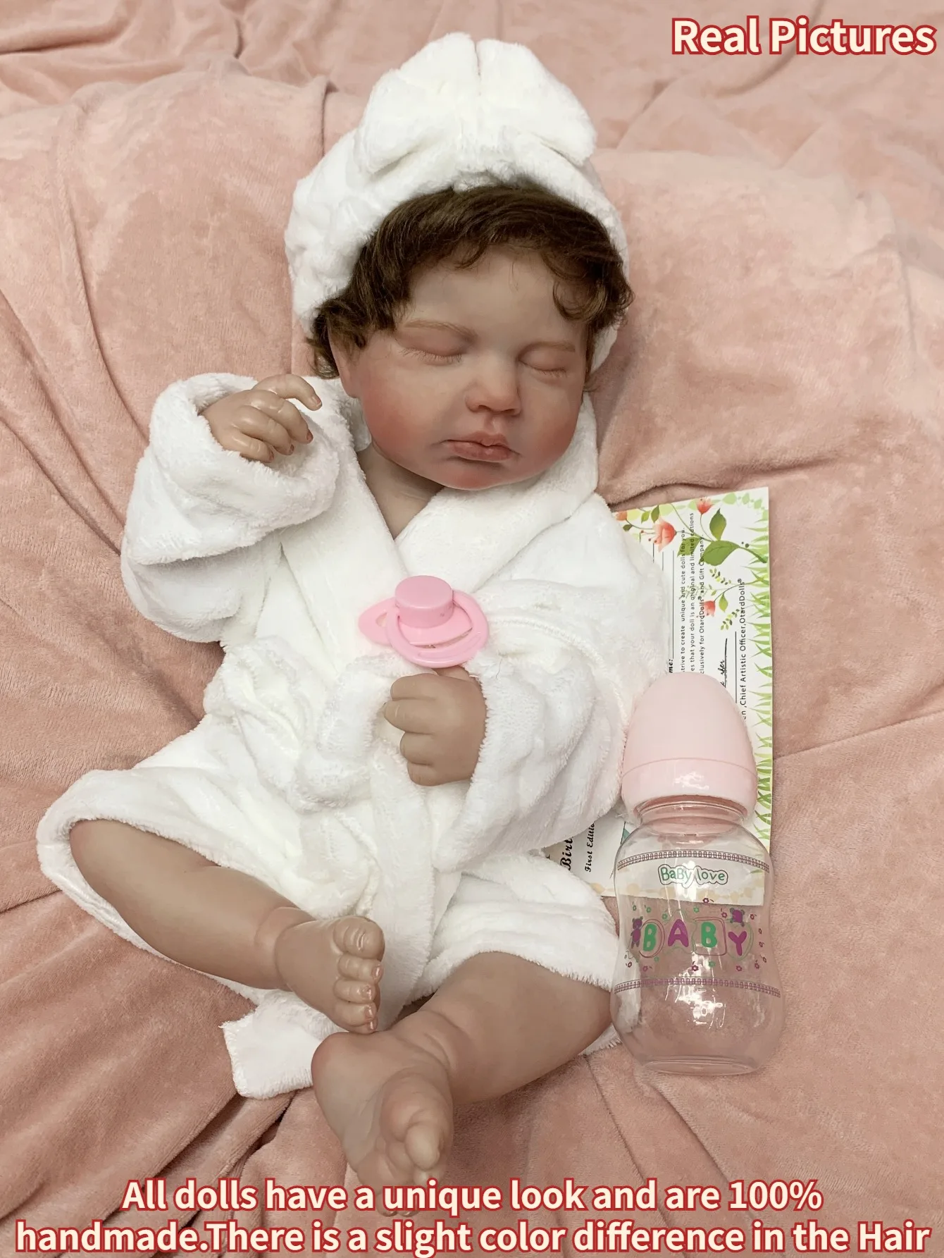 19 بوصة لولو فتاة تولد من جديد دمية طفل ثلاثية الأبعاد رسمت بيبي دمية الوليد مع الشعر الجذر يمكن الاستحمام #4