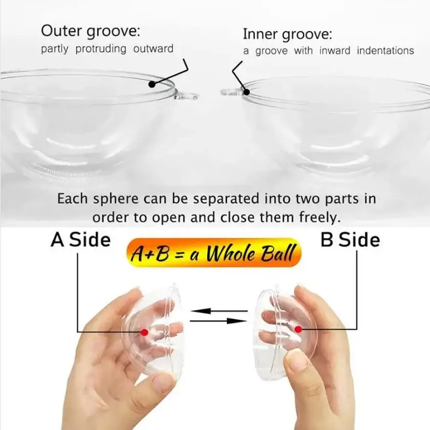 10Pcs Transparent Balls Acrylic Clear Hanging Open Plastic Round Ball Fillable Ornaments Party Wedding Xmas Decorations 4/6/8cm
