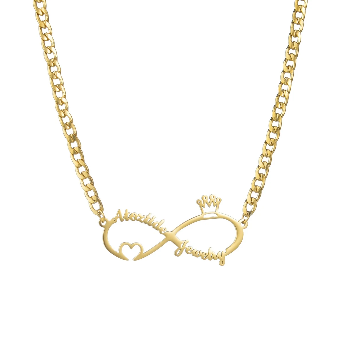 Collier en acier inoxydable avec nom personnalisé pour femme, lettre, symbole extron, coeur, couronne, cadeau d'anniversaire, bijoux personnalisés