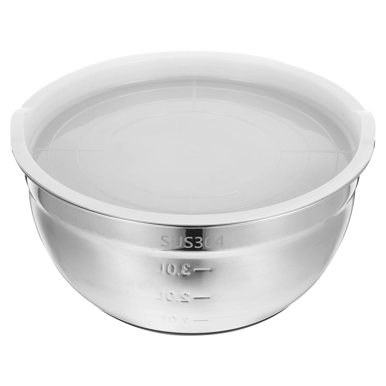 

1pc Stainless Steel Mixing Set With Silicone Lid Non-Slip Base Food For Home Restaurant Kitchen Fruit Salad Container
