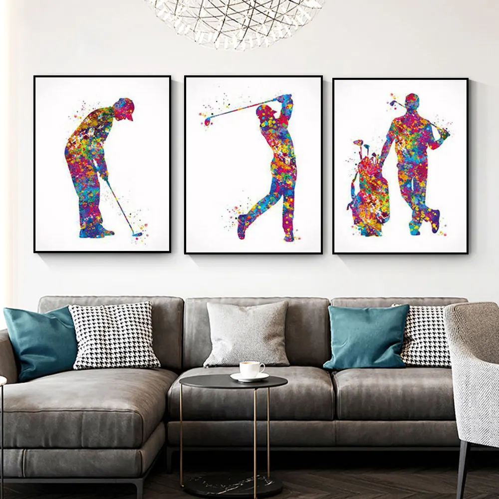 

Watercolor Golf Player Posters Wall Art Decor Canvas Painting Golf Clubs Exercise Prints Pictures Sport Gym Room Home Decoration