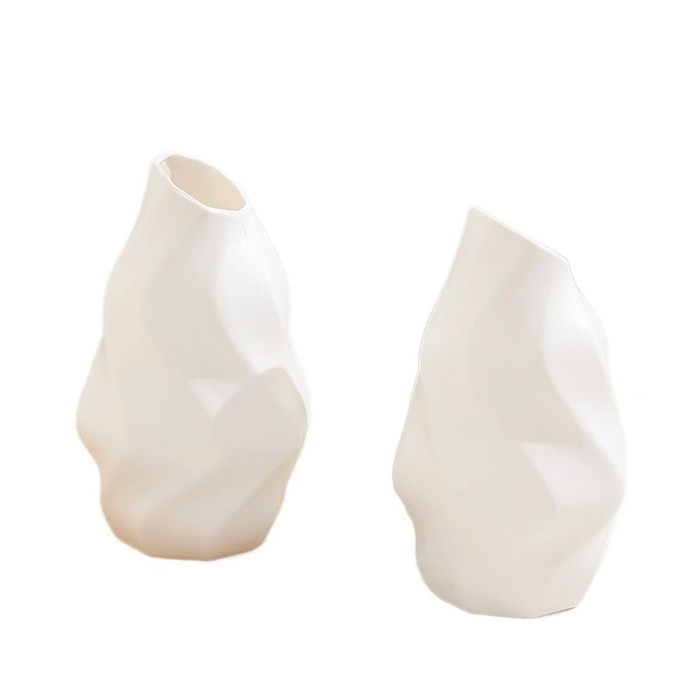 White Vase Long Neck Vase Living Room Decor White Contemporary White Decor Vase European Style Vase Sturdy Plastic