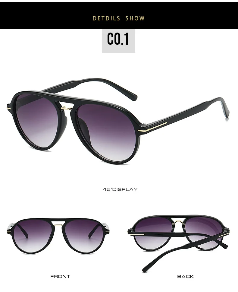 2026 Neue Doppelbalken-Retro-Sonnenbrille für Damen und Herren im Pilotenstil mit Metall-Linien-Dekoration UV400 – Detail 7