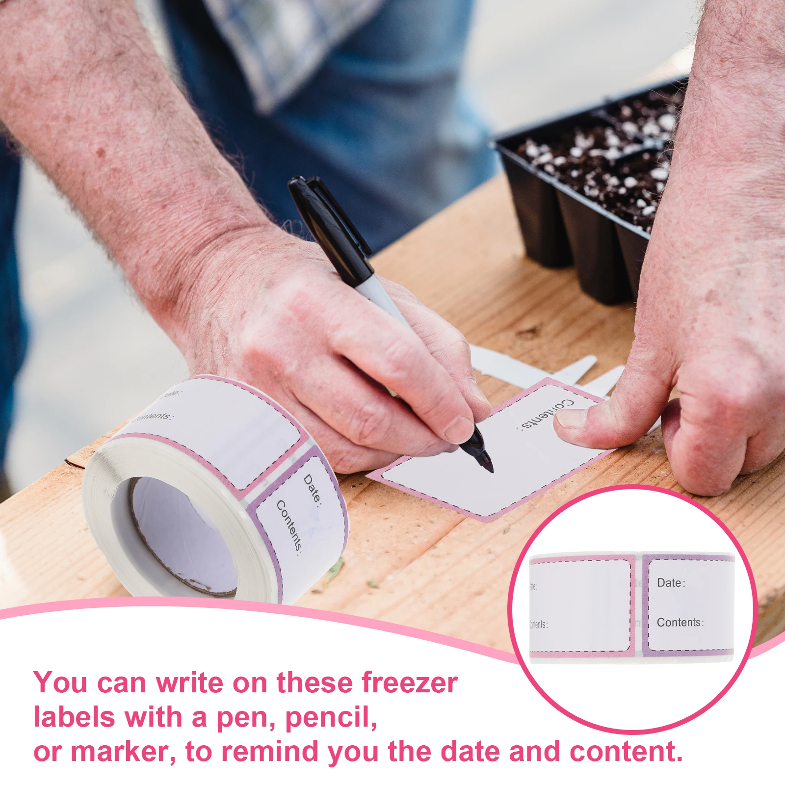 Food Labels Stickers Premium Paper Write on Freezer Labels for Containers Refrigerator Pantry Storage Jars Bottles