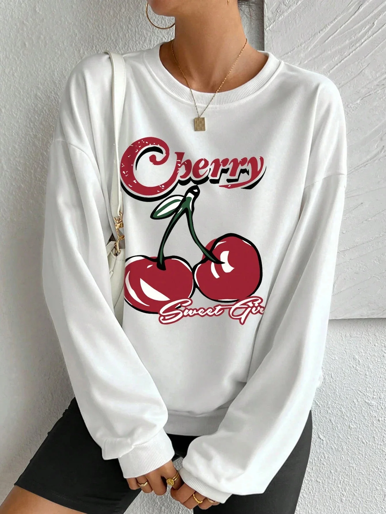 Felpe da donna con stampa Cherry Sweet Good Abiti comodi Felpa casual stile Y2K Pullover Harajuku