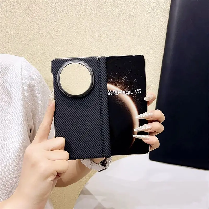 Case For Honor Magic V5 Simple Kevlar Texture Leather Skin-friendly and Anti-drop Cover For Honor Magic V 5 Shockproof Bumper