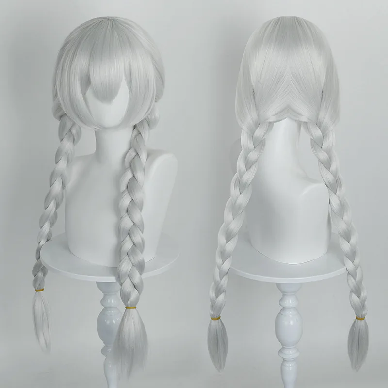 فيلم حديقة الحيوان الشرطة جودي هوبس شعر مستعار تأثيري الفضة الأبيض الضفائر الطويلة لطيف آذان أرنب قبعة للنساء هالوين حفلة كرنفال الدعائم #3