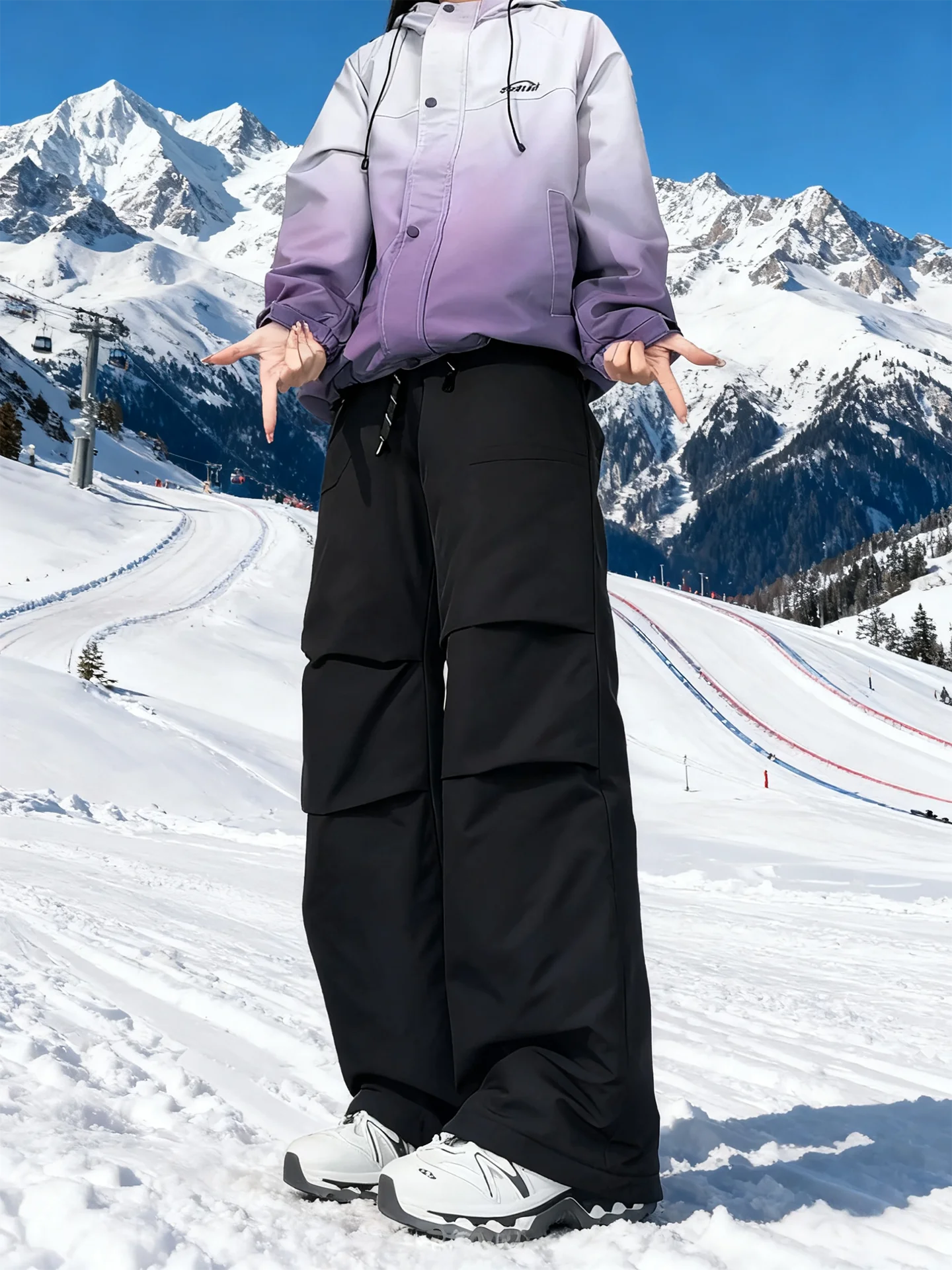 

American Sle Thiened Fce Lined Waterproof Ski Pants Men's Casual Trousers Autumn Winter Warm Outerwear Trousers