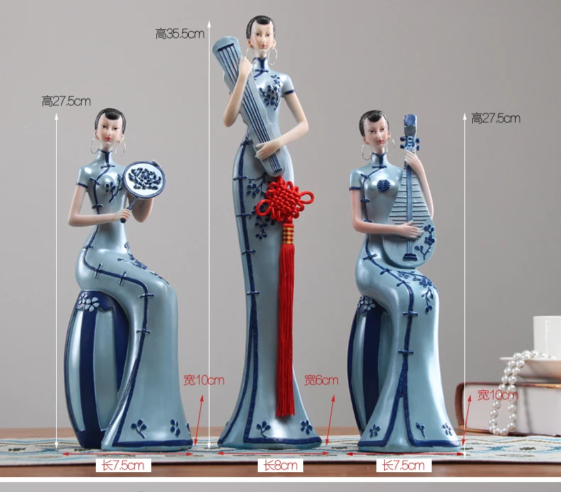3P # 36 LARGE-home office Business  TOP Decor ART -- the East Classics geisha girl Handcraft  art statue-- GOOD present