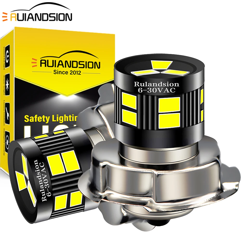 Ruiandsion P26S LED Headlight Bulb 6V 12V AC DC Motorcycle Scooter Moped ATV Replacement Lamp White 6000K Plug&Play 1PCS