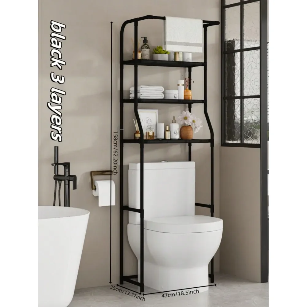 

Multifunctional Storage Rack, 3Layer Black And White Dual Color Storage Rack, Bathroom Balcony Floor Standing Storage Rack With
