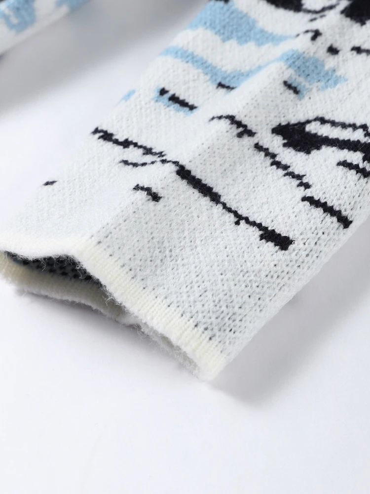 Jacquard-Strickjacken mit Gürtel und Quasten für Damen, eleganter Umlegekragen, lange Ärmel, lockere Strickware, schicke Damen-Partykleidung, neu – Detail 9