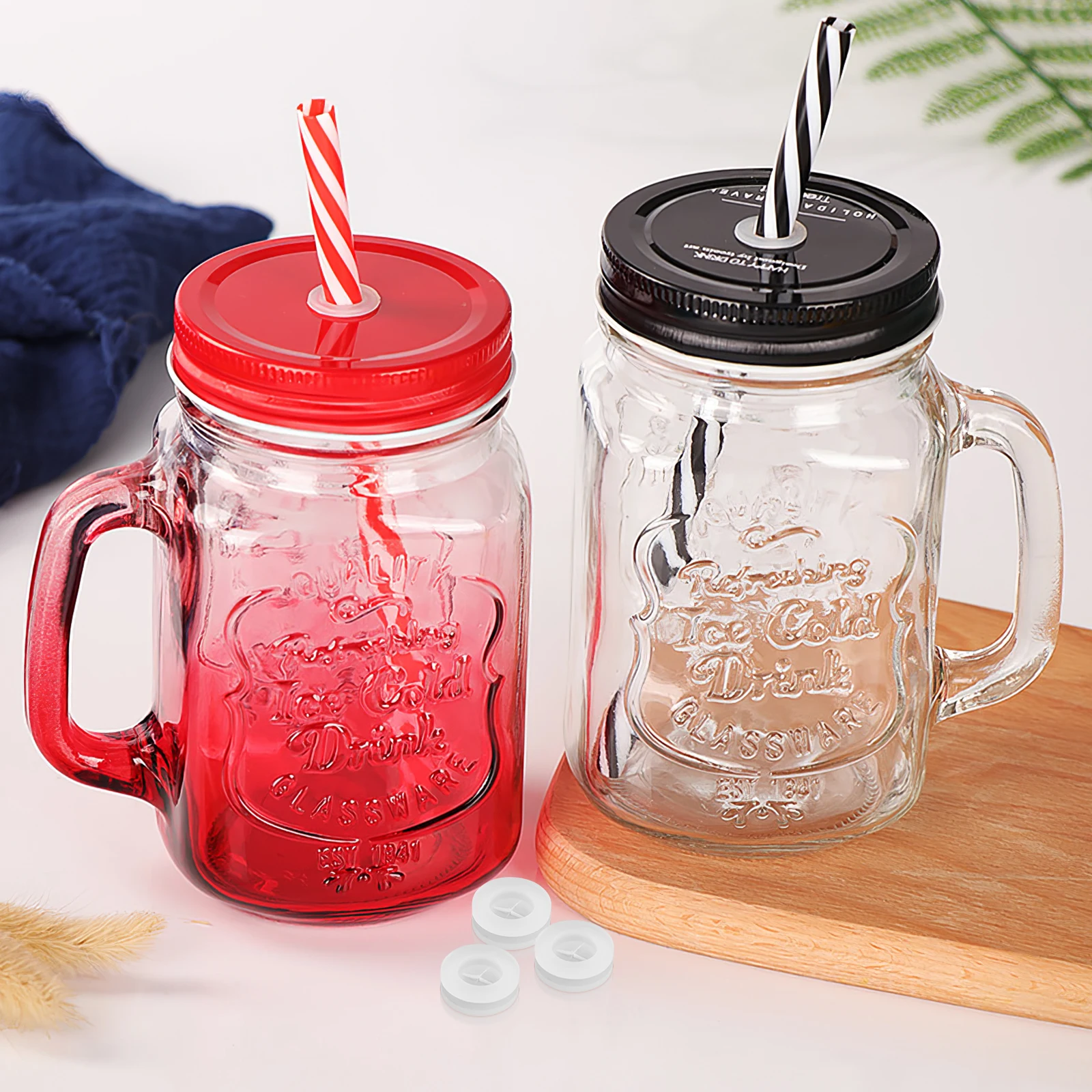 

20pcs Silicone Hole Jar Lid Dust Insect Proof Wood Cover Straw Fixing Plugs Leakproof Seal Easy Clean Jar Cover Plugs Wood Lid