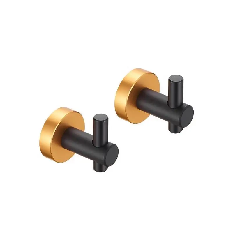 

Round Base Wall Hook with Screws - Black Gold Finish, 2 Pack, for Entryway, Shoe Cabinet, Wardrobe, Bathroom, Bedroom Furniture