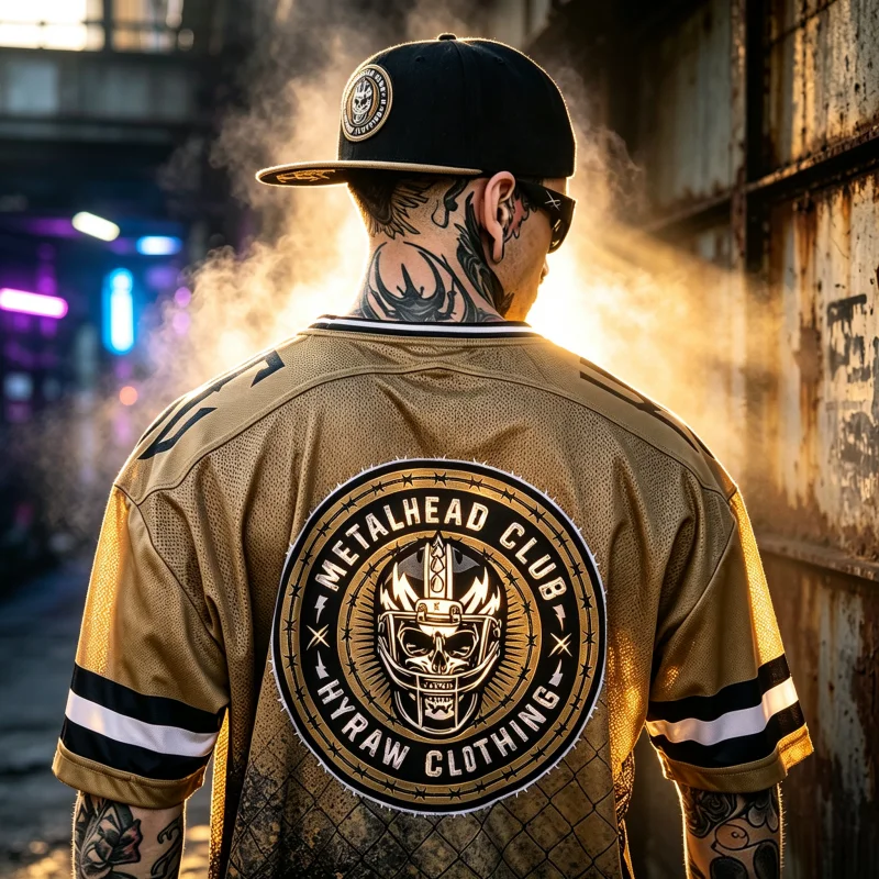 2026 New Gold Gradient Metalhead Club Skull Football Jersey Y2K Rock Jersey Streetwear Sport Breathable T-Shirt Family Kids Tees